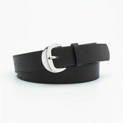 Crescent Buckle PU Belt Solid Waist Jeans Pants Belts Girdle Women