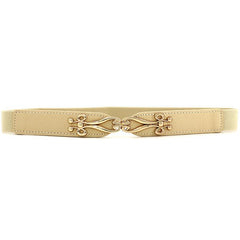 Geometric Flower Buckle Belt Elastic Thin Waistband Vintage Women Coat Belts