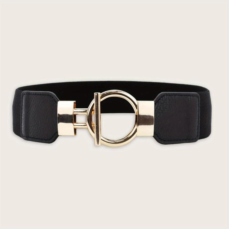 Round Geometric Knot Buckle Belt PU Elastic Waist Belts Casual Pants Jeans Belt