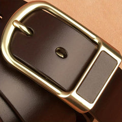 Vintage Coffee PU Leather Men's Art Style Belt