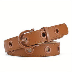 Eyelet Hollow Out PU Belt Vintage Solid Waist Belt Classic Jeans Pants Belts