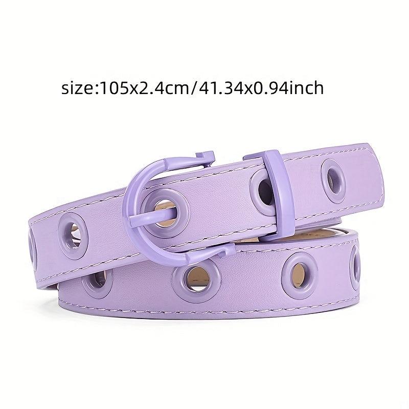 Eyelet Hollow Out PU Belt Vintage Solid Waist Belt Classic Jeans Pants Belts