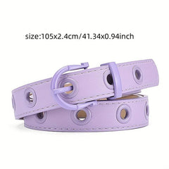 Eyelet Hollow Out PU Belt Vintage Solid Waist Belt Classic Jeans Pants Belts