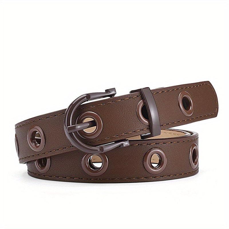 Eyelet Hollow Out PU Belt Vintage Solid Waist Belt Classic Jeans Pants Belts