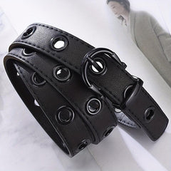 Eyelet Hollow Out PU Belt Vintage Solid Waist Belt Classic Jeans Pants Belts