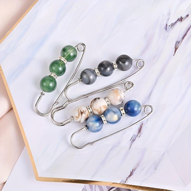 Vintage Faux Pearl Metal Brooch Pin