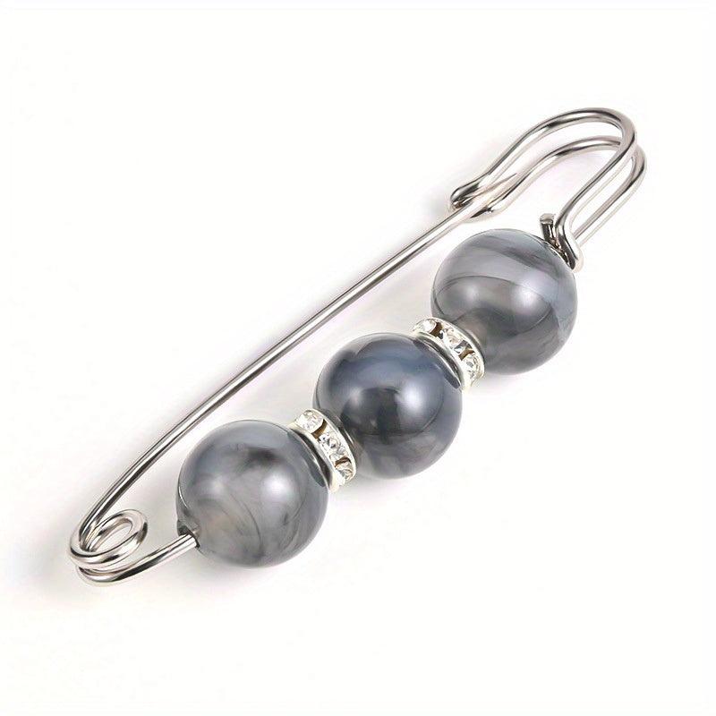Vintage Faux Pearl Metal Brooch Pin