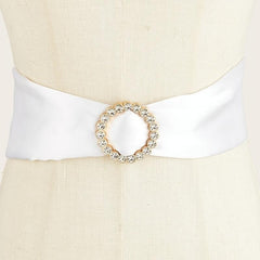Women Belt Buckle Scarf with Rhinestone Decor