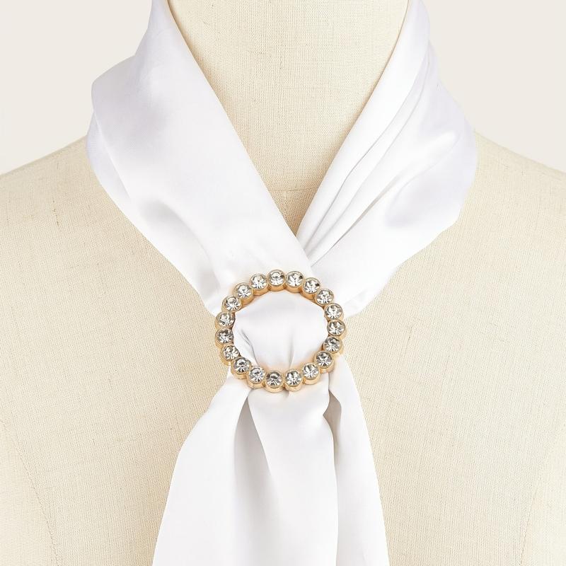Women Belt Buckle Scarf with Rhinestone Decor