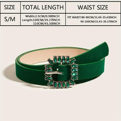 Vintage Crystal Buckle Velvet Belt for Women