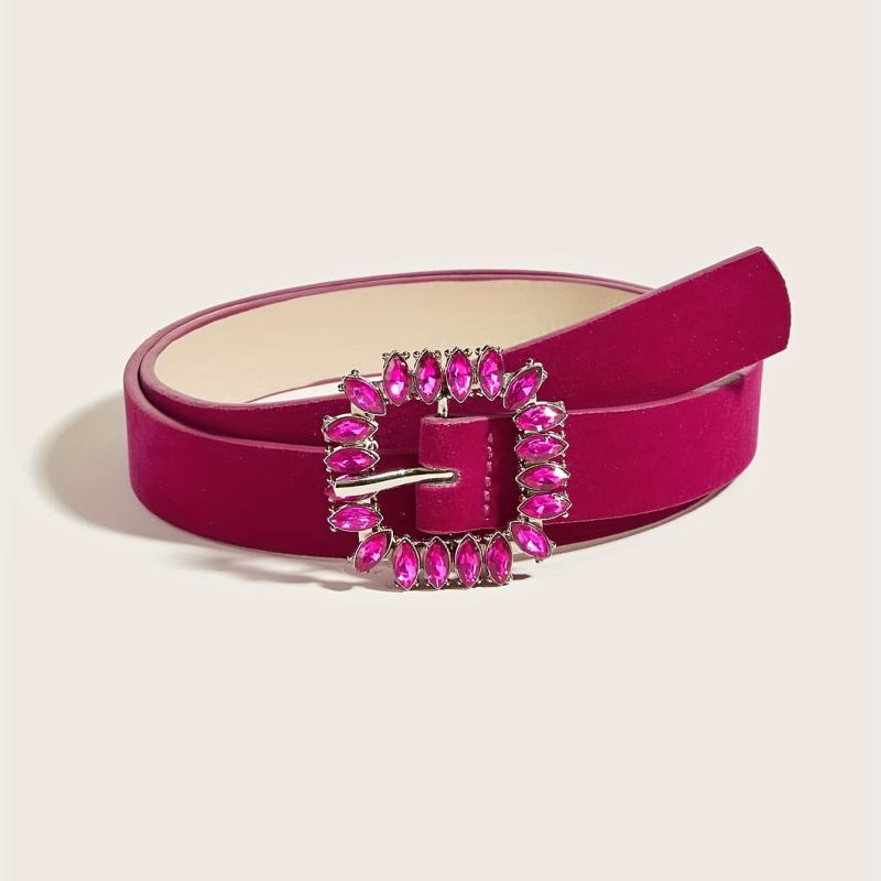 Vintage Crystal Buckle Velvet Belt for Women