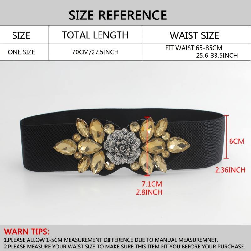 Elastic Rhinestone Wide Belt for Women Ladies