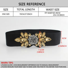 Elastic Rhinestone Wide Belt for Women Ladies
