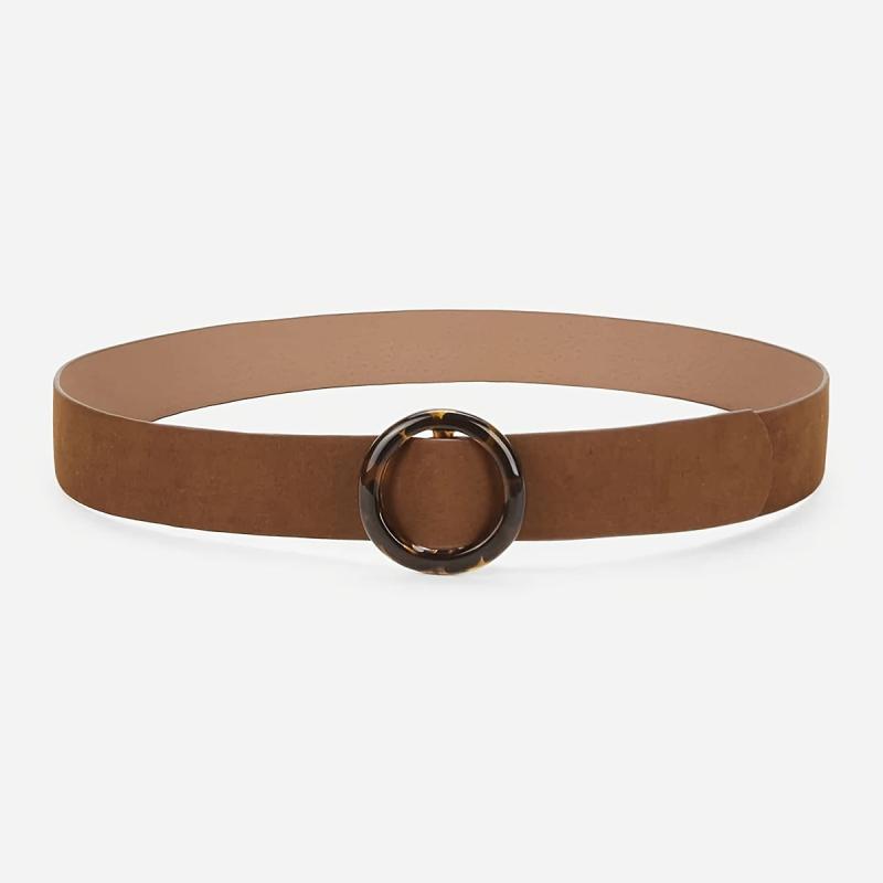 Vintage Velvet Padded Belt with Round Resin Buckle