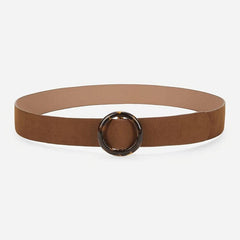 Vintage Velvet Padded Belt with Round Resin Buckle