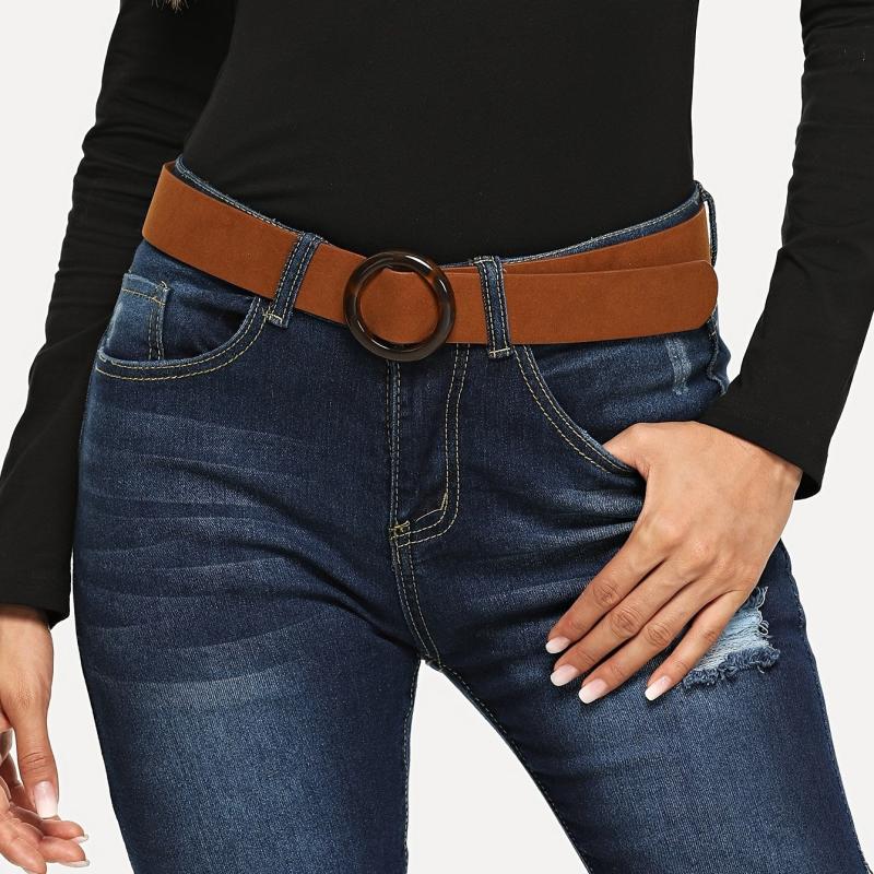 Vintage Velvet Padded Belt with Round Resin Buckle