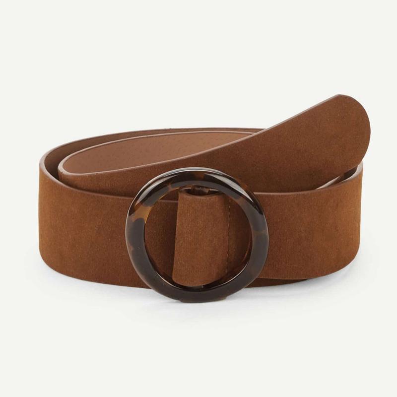 Vintage Velvet Padded Belt with Round Resin Buckle