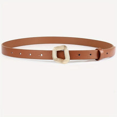 Geometric Thread Buckle Belt 3pcs Set Solid PU Leather Waist Belt