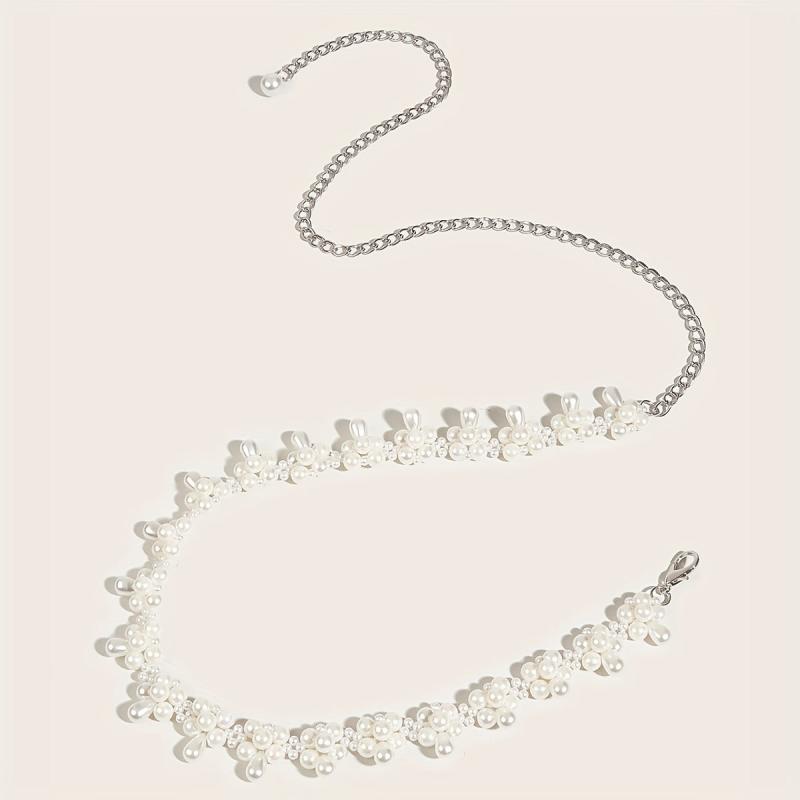 Faux Pearl Waist Chain Belly Chain Decorative Girdle For Women