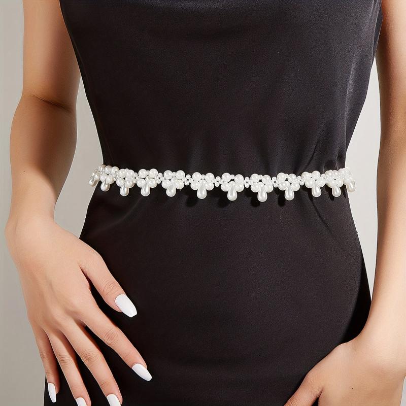 Faux Pearl Waist Chain Belly Chain Decorative Girdle For Women