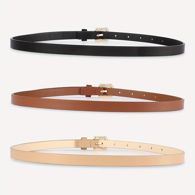 3pcs Golden Arrow Buckle Belt PU Leather Waist Belt for Women