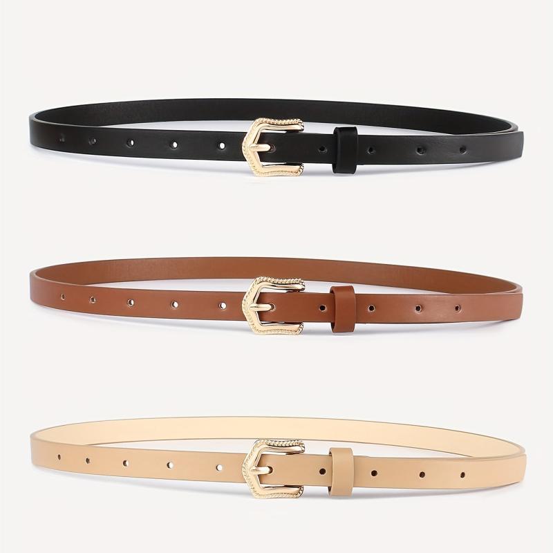 3pcs Golden Arrow Buckle Belt PU Leather Waist Belt for Women