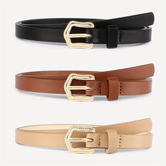 3pcs Golden Arrow Buckle Belt PU Leather Waist Belt for Women