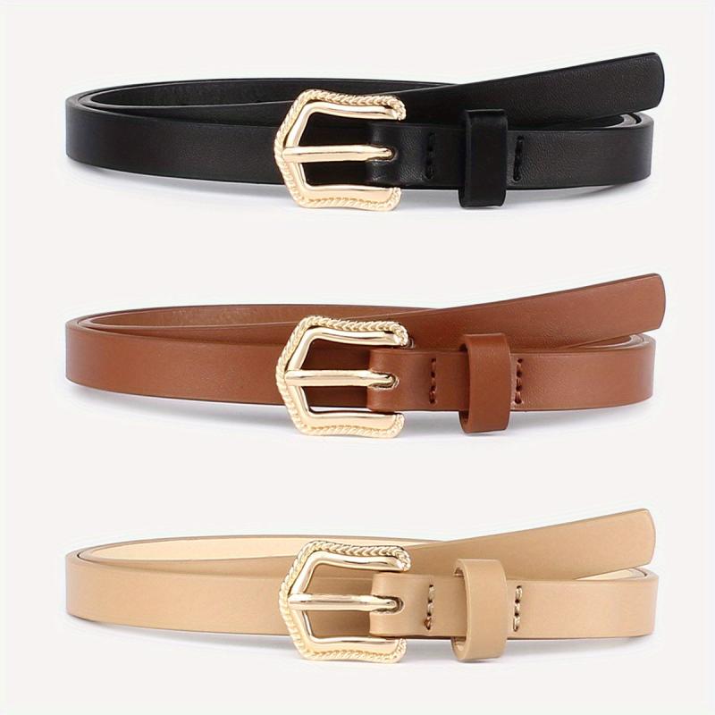 3pcs Golden Arrow Buckle Belt PU Leather Waist Belt for Women