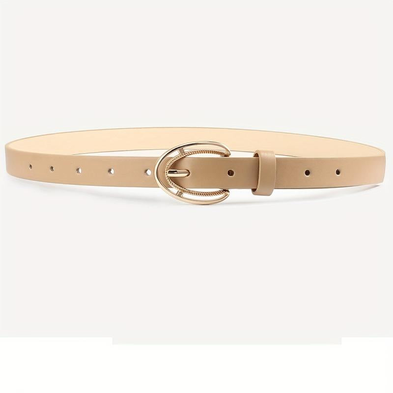 3pcs Hollow Out Oval Buckle Belt PU Leather Waist Belt Casual Jeans Pants Belt