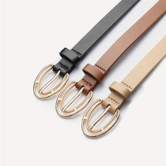 3pcs Hollow Out Oval Buckle Belt PU Leather Waist Belt Casual Jeans Pants Belt