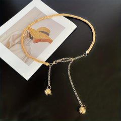 Golden Thin Metal Waist Chain Beads Pendant Dress Girdle