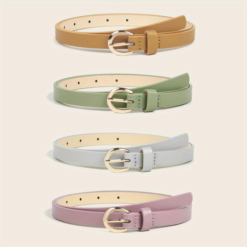 Oval Pin Buckle Belt Classic Solid PU Belt Vintage Jeans Pants Belt