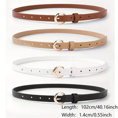 Oval Pin Buckle Belt Classic Solid PU Belt Vintage Jeans Pants Belt