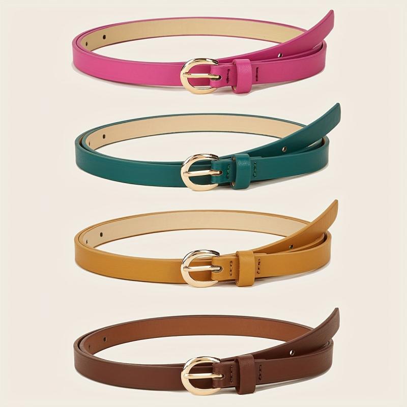 Oval Pin Buckle Belt Classic Solid PU Belt Vintage Jeans Pants Belt