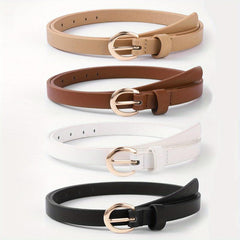 Oval Pin Buckle Belt Classic Solid PU Belt Vintage Jeans Pants Belt