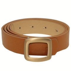 Vintage Square Buckle Belt Casual Solid PU Belt For Women Men