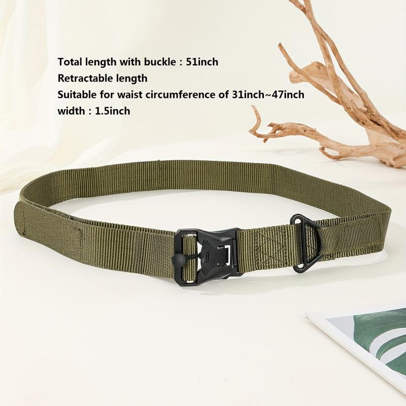 Tactical Belt Retractable Quick Release Plastic Buckle Braided Canvas Belts