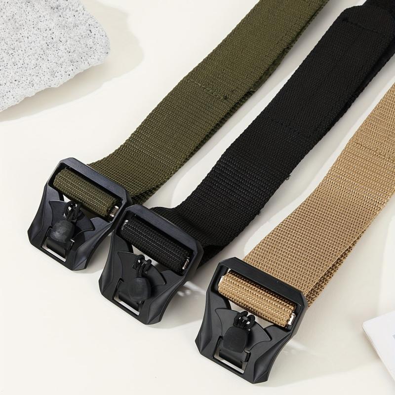 Tactical Belt Retractable Quick Release Plastic Buckle Braided Canvas Belts