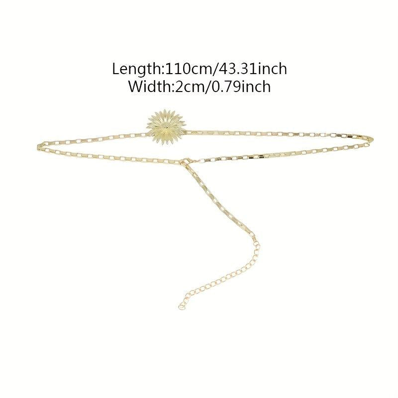 Golden Flower Metal Waist Chain Y2K Belly Chain for Women