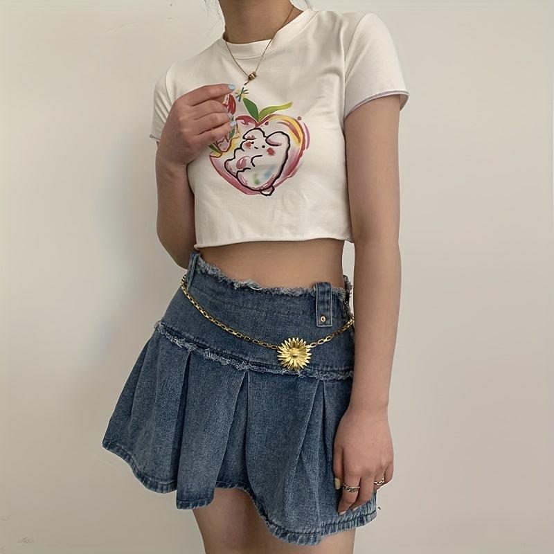 Golden Flower Metal Waist Chain Y2K Belly Chain for Women