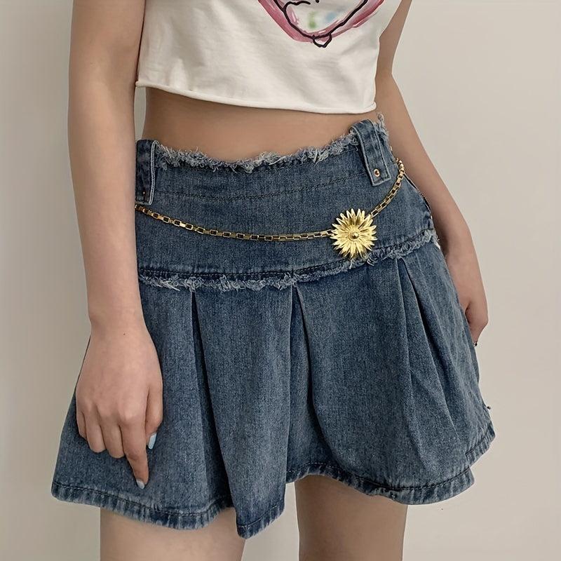 Golden Flower Metal Waist Chain Y2K Belly Chain for Women