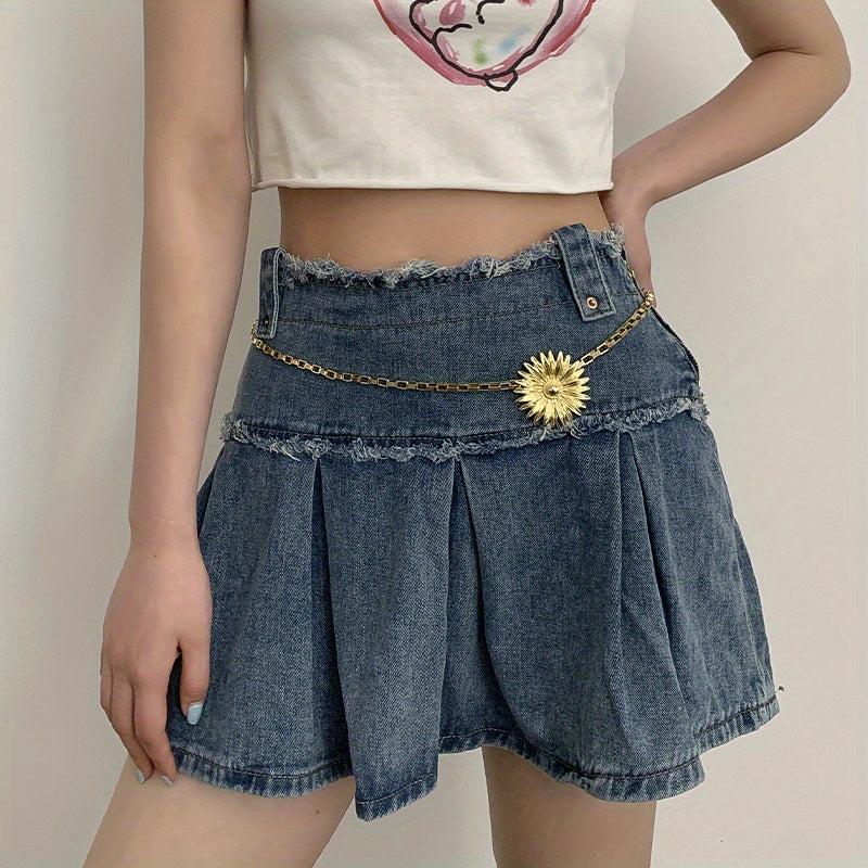 Golden Flower Metal Waist Chain Y2K Belly Chain for Women