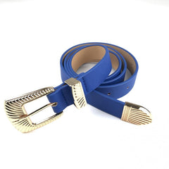 Vintage Golden Embossed Buckle Belt for Women