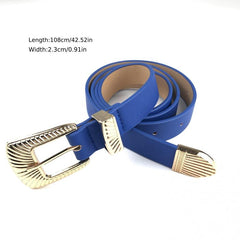 Vintage Golden Embossed Buckle Belt for Women