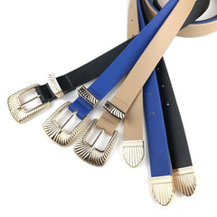 Vintage Golden Embossed Buckle Belt for Women