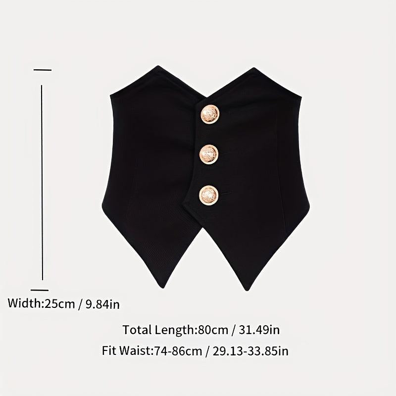 Vintage Style Wide Belt with Three Buttons
