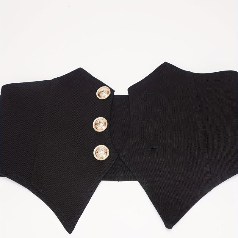 Vintage Style Wide Belt with Three Buttons