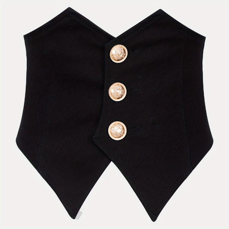 Vintage Style Wide Belt with Three Buttons