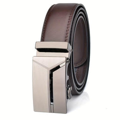 Y Letter Style Auto Buckle Men's Business Casual Leather Belt