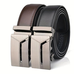 Y Letter Style Auto Buckle Men's Business Casual Leather Belt